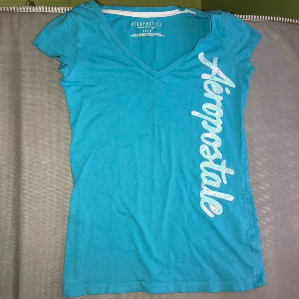 Blue Aeropostale V-Neck Tee Shirt Size XS